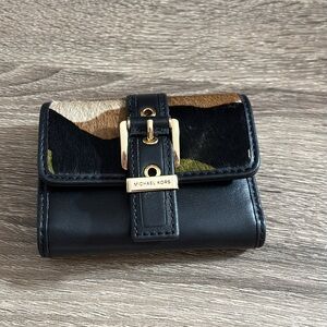 MK Colby Small Camouflage Print Calf Hair Tri-Fold Wallet NWT